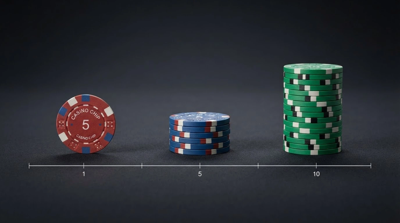 Tři hromádky mincí — 25 Kč, 125 Kč a 250 Kč — vedle sebe s popisky