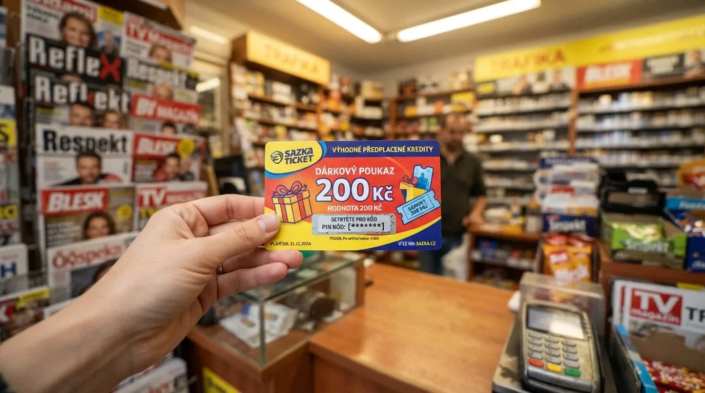 Paysafecard voucher v hodnotě 200 Kč v ruce u pokladny trafiky