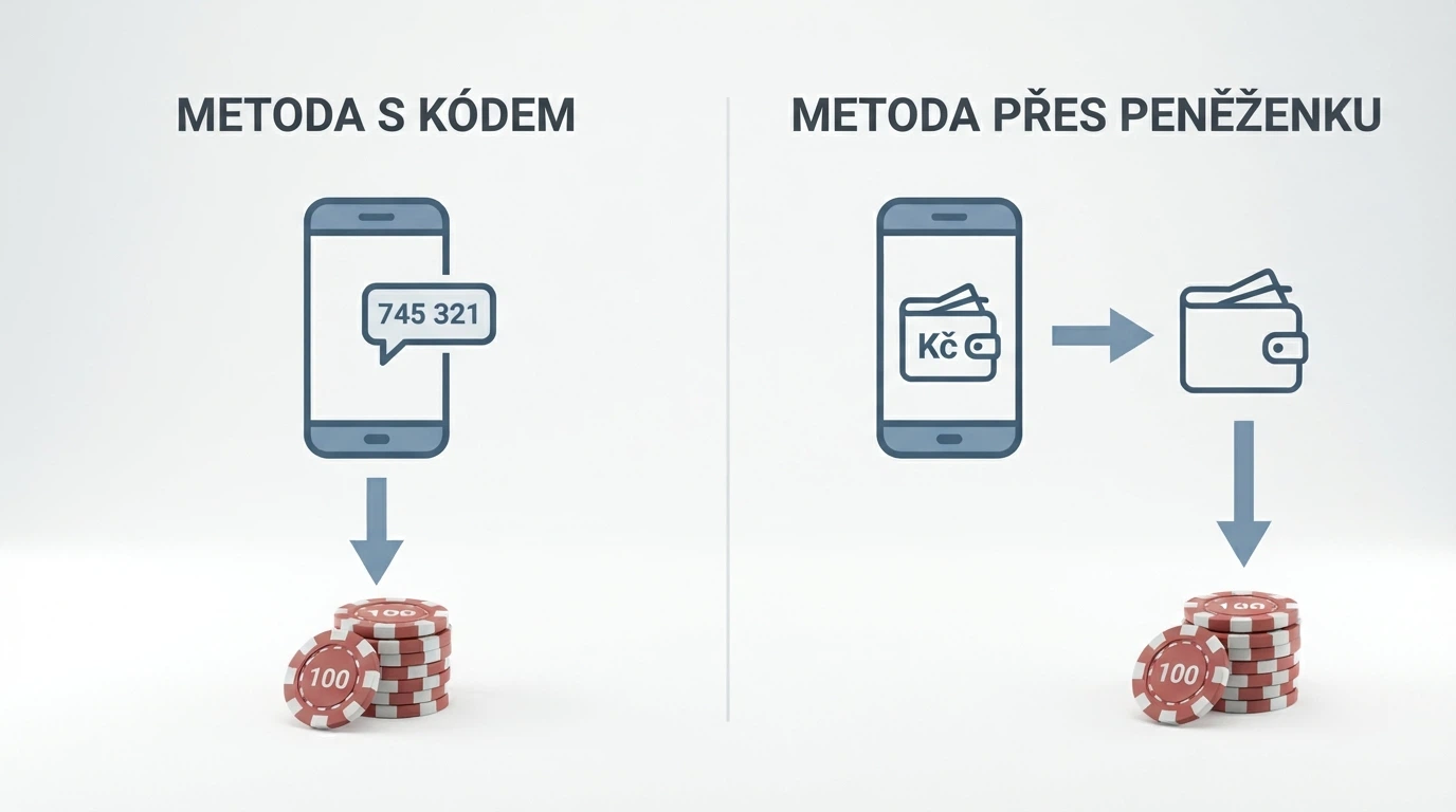 Infografika znázorňující dva způsoby SMS vkladu — přímou SMS (Vodafone) a přes peněženku NeteraPay