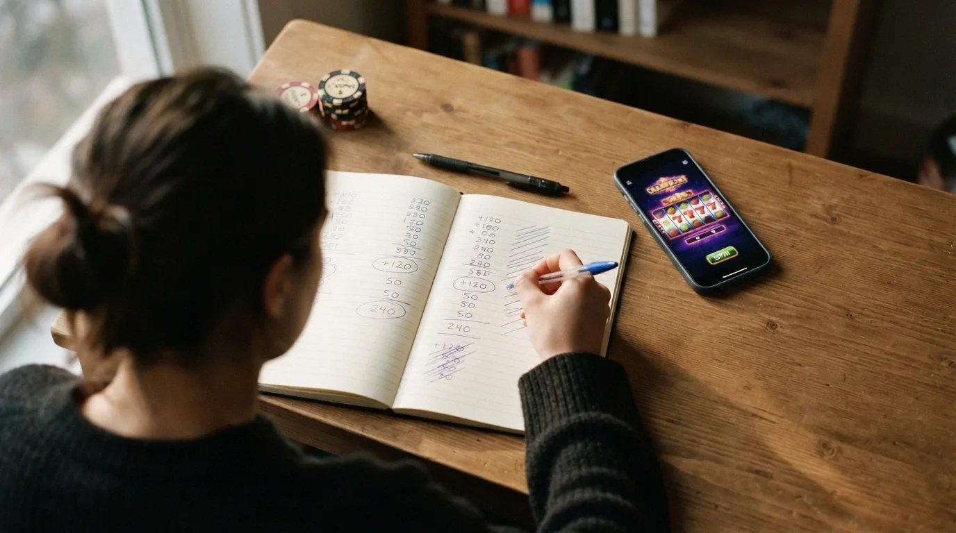 Kalkulačka a sešit s přeškrtanými čísly — ilustrace matematiky za protočením