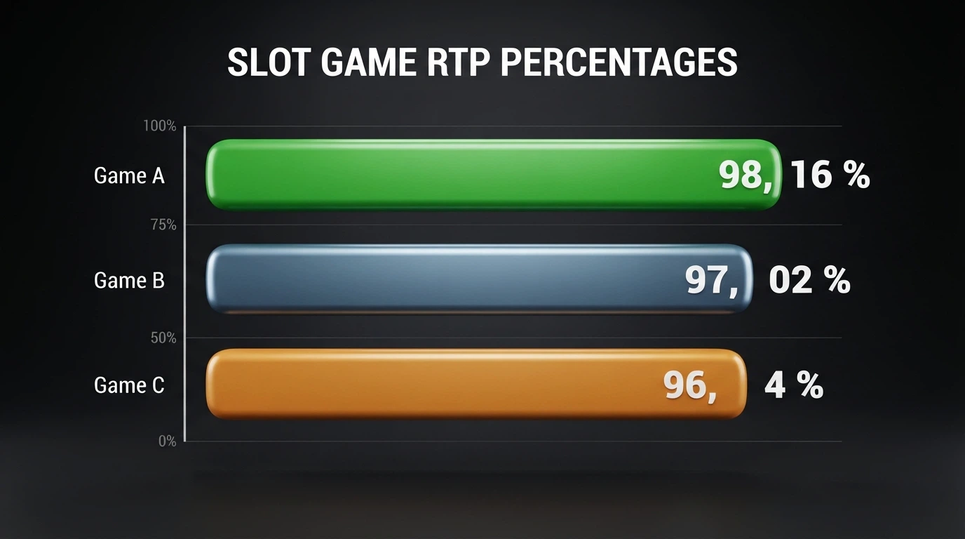 Výřez herního lobby s řazením automatů podle RTP — sloupcové hodnoty 98,16 %, 97,02 %, 96,94 %