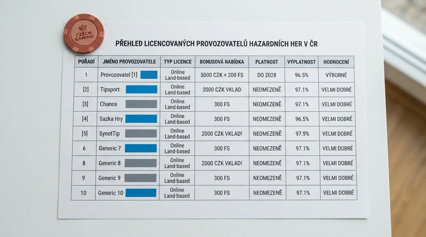 Koláž log deseti licencovaných operátorů seřazených do přehledové mřížky