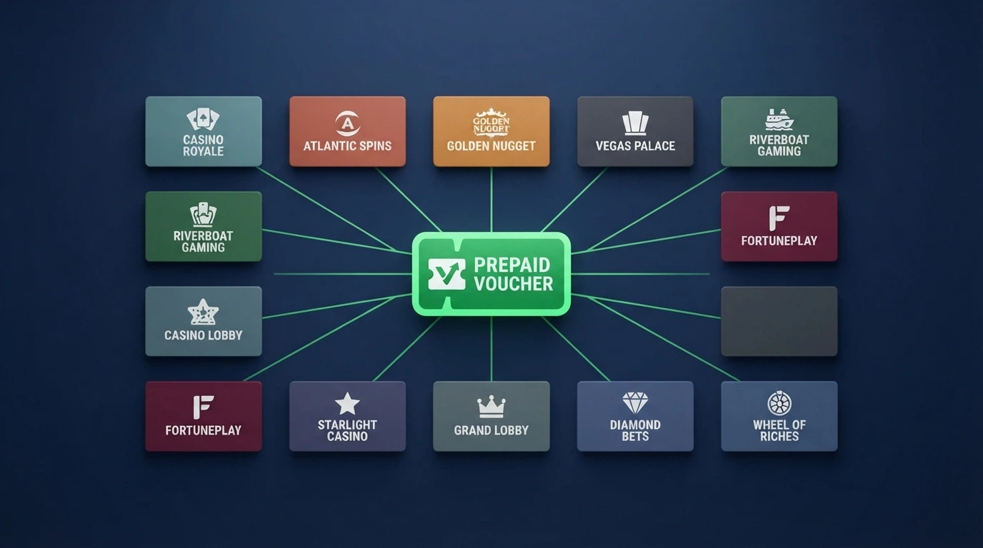 Logo Paysafecard uprostřed deseti log českých kasin seřazených do mřížky