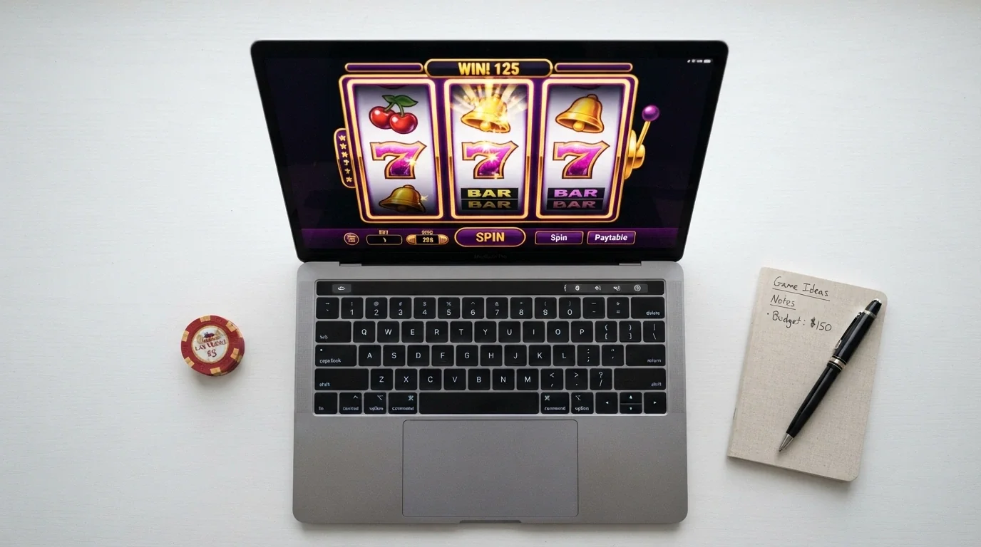 Tři typy casino bonusů bez vkladu — free spiny, peněžní bonus a benefit body — na obrazovce počítače