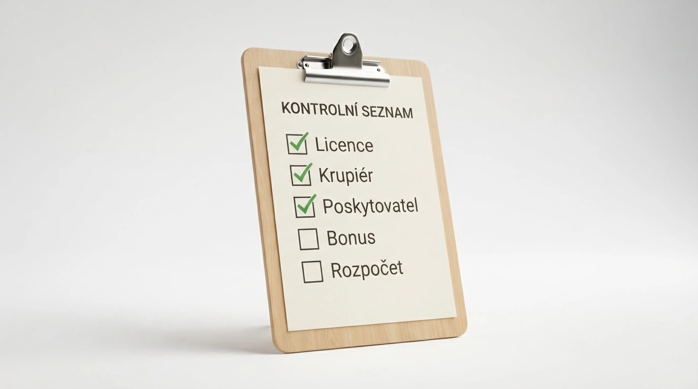Ikony nebo checklist znázorňující klíčová kritéria výběru online casina pro živou ruletu